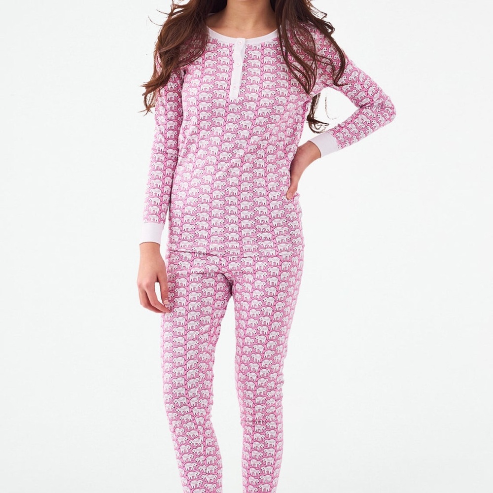 Roller Rabbit Hathi - Pink Elephant Print Kids Pajamas
